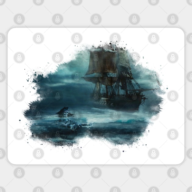 Ghost Ship Watercolor Sticker by DoomDesigns